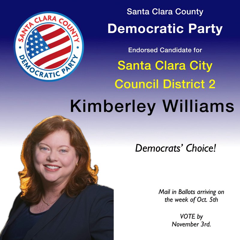 Santa Clara County Democratic Party — endorsed candidate for Santa Clara City Council District 2, Kimberley Williams